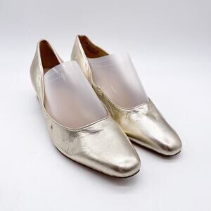 27 Edit Naturalizer Women's Florence Square Toe Pump Shoes Gold Leather 5.5 M